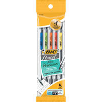 BIC Xtra Precision Mechanical Pencil - Black .5mm 5Pk BP Clear Barrel