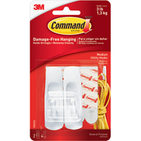 Command Adhesive Designer Hook - White Medium 2Pk BP Utility