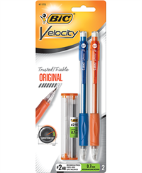 BIC Velocity Original Mechanical Pencil - Asst .7mm 2Pk BP Clear Barrel