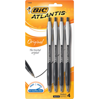 BIC Atlantis Original Retractable Ballpoint Pen - Black 1.0mm 4Pk BP