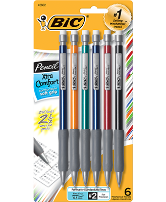 BIC Xtra Comfort Mechanical Pencil - Asst .5mm 6Pk BP (SKU 1080124699)