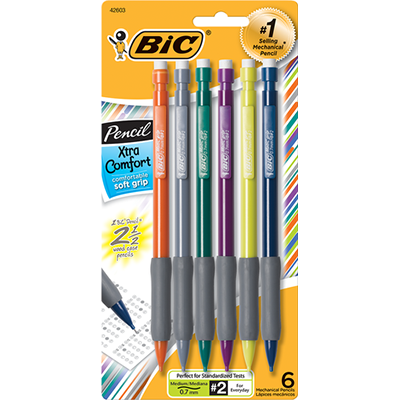 BIC Xtra Comfort Mechanical Pencil - Asst .7mm 6Pk BP (SKU 1080127799)