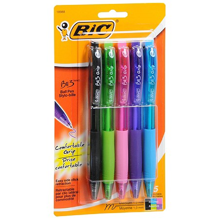 BIC BU3 Grip Ball Pens, 5 pack (SKU 1080186499)