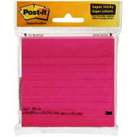 Post-it Lined Super Sticky Notes - Asst 4x4in 1Pk BP 90Sht