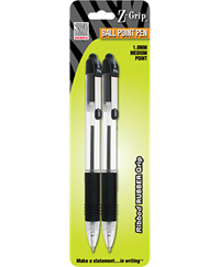 Zebra Pen Z-Grip Retractable Ballpoint Pen - Black 1.0mm 2Pk BP