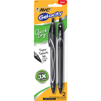 Pen Gel-Ocity Bic Qdry Blk Gel Pen 2Pk