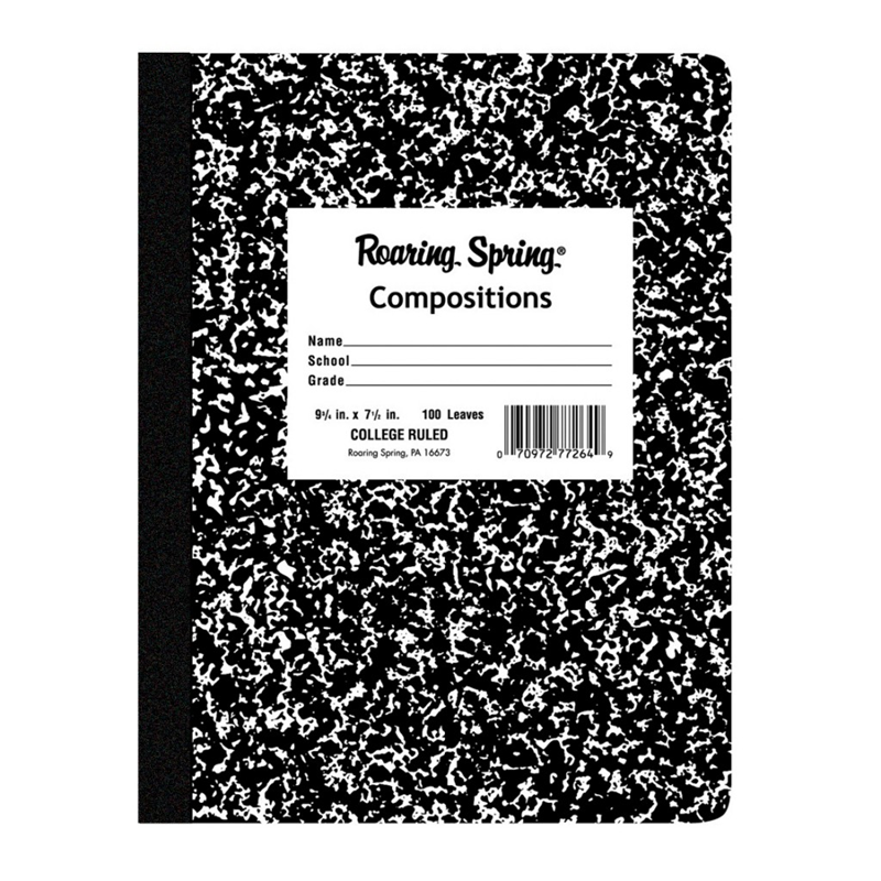 Composition Book, 9.75" x 7.75" -black, marble (SKU 1116521747)
