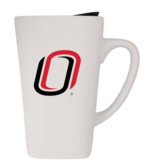 CERAMIC MUG W/ LID 16 OZ O LOGO