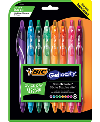 BIC Gel-ocity Quick Dry Retractable Gel Pen - Asst .7mm 8Pk BP Fashion (SKU 1125422599)
