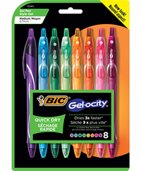 BIC Gel-ocity Quick Dry Retractable Gel Pen - Asst .7mm 8Pk BP Fashion