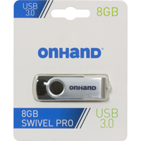 OnHand Swivel USB 3.0 Flash Drive - Black 8GB BP