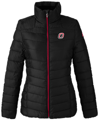Women's "O" Logo Full Zip Spyder Supreme Puffer Jacket | 100% Polyester Nail Head Weave Fabric | Water Resistant | 100% Syntheti