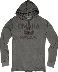 OMAHA BULL LOGO MAVERICKS BURNOUT WASH THERMAL HOODED PULLOVER