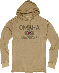 OMAHA BULL LOGO MAVERICKS BURNOUT WASH THERMAL HOODED PULLOVER