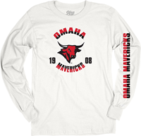 L/S Tshirt Wht Logo Omaha Mavs 1908 Bull