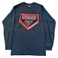 L/S Tshirt Blk Logo Omaha Mavs Bull Baseball