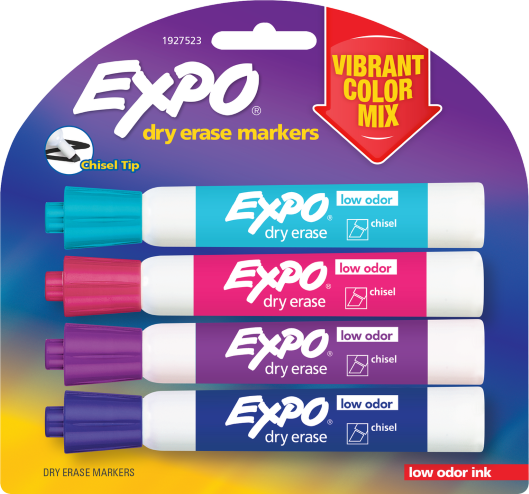 Expo Low Odor Dry Erase Marker - Asst Chisel 4Pk BP Vibrant (SKU 1147789199)