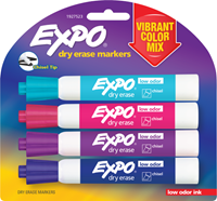 Expo Low Odor Dry Erase Marker - Asst Chisel 4Pk BP Vibrant