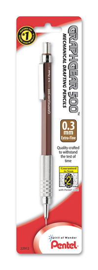 Pentel GraphGear 500 Premium Mechanical Drafting Pencil - Brown .3mm 1Pk BP