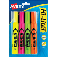 HI-LITER Desk Style Fluorescent Highlighter - Asst Chisel 4Pk BP