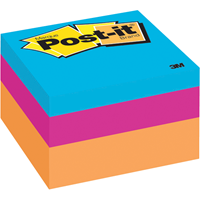 Post-it Sticky Notes Cube - Asst 2x2in 2Pk Pack 400Sht-Orange Wave-Canary Wave