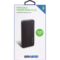 OnHand Portable Power Bank Plus - Black 10,000mAh 1Pk BP