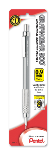 Pentel GraphGear 500 Premium Mechanical Drafting Pencil - Gray .9mm 1Pk BP