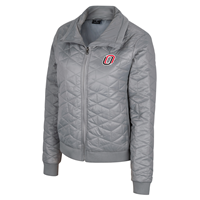 Jacket Wmn Gry Puffer Quilted O Logo