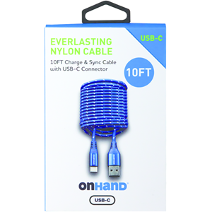 OnHand USB-C Charging Cable - Blue 10ft BP