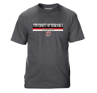 University Of Ne Omaha O Logo Blk/Red/Wht Stripes T-Shirt
