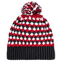 COLOSSEUM BEANIE WITH POM BLACK/RED/WHITE QUILTED O LOGO