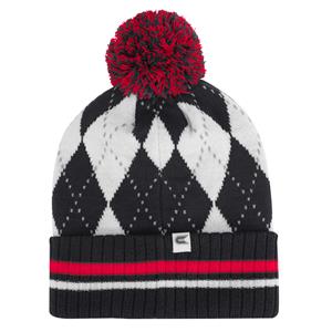 COLOSSEUM BEANIE WITH POM BLACK/WHITE/RED ARGYLE PATTERN O LOGO WITH STRIPES ON CUFF