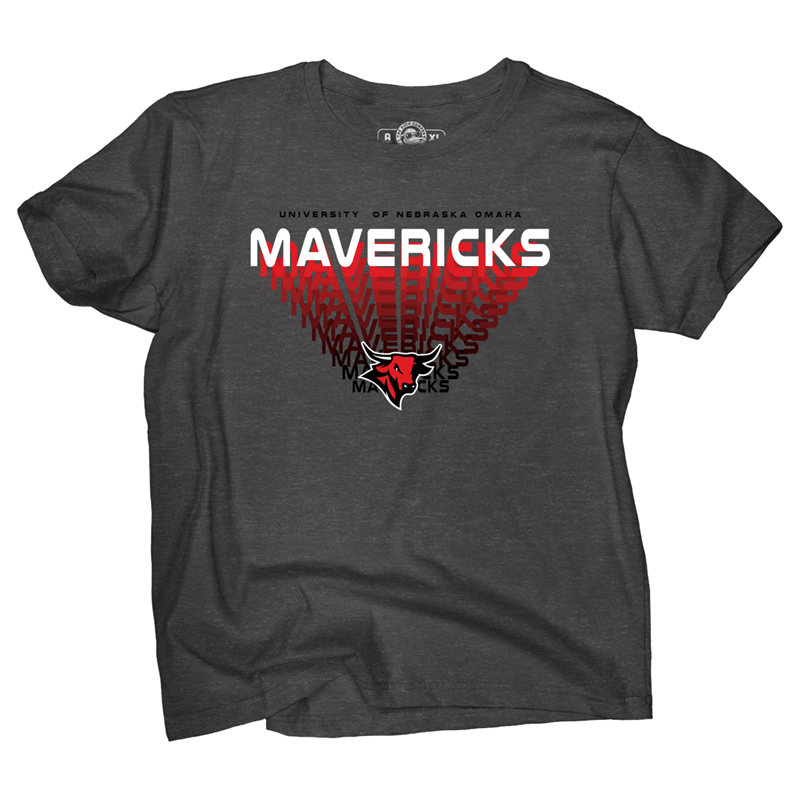 The Duck Company Charcoal University Of Nebraska Omaha Mavericks (Fading Back) Bull Logo T-Shirt