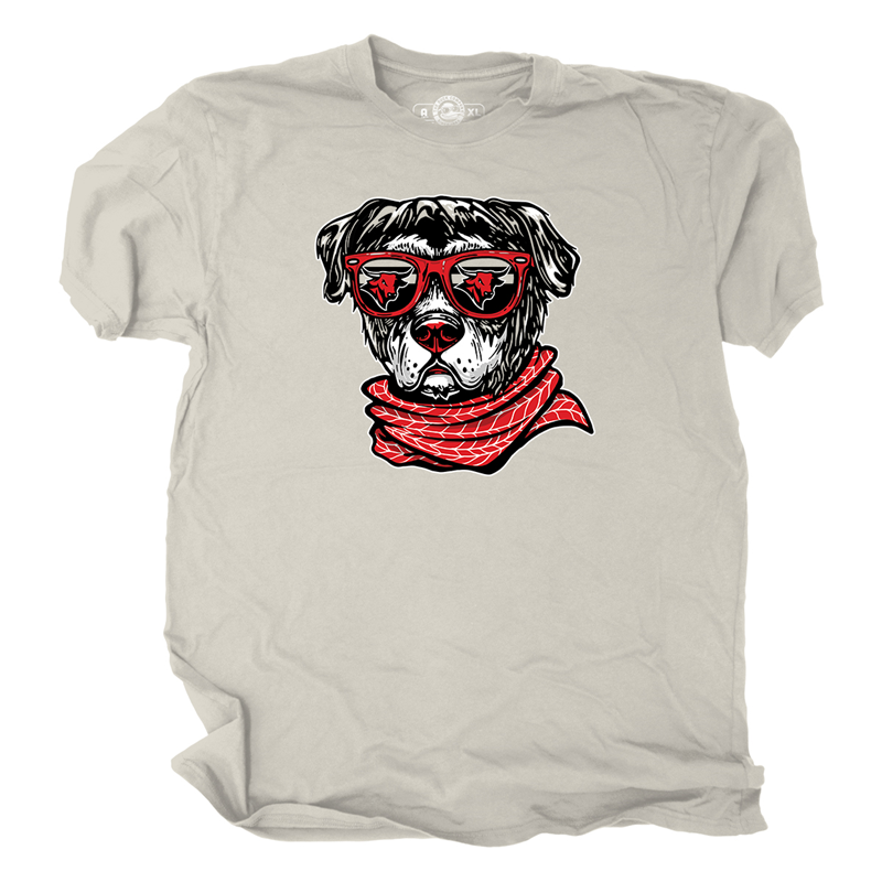The Duck Company Beige Dog With Mavericks Glasses T-Shirt