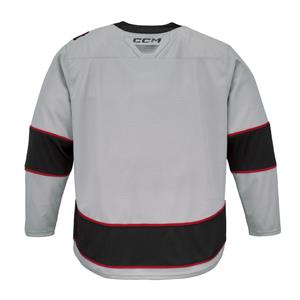 ADULT REPLICA GRAY WITH BLACK STRIPES BULL LOGO HOCKEY JERSEY